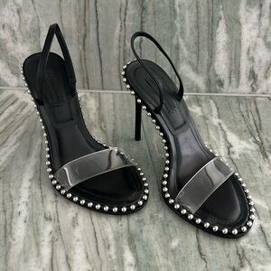 Alexander Wang black silver beaded heeled sandals